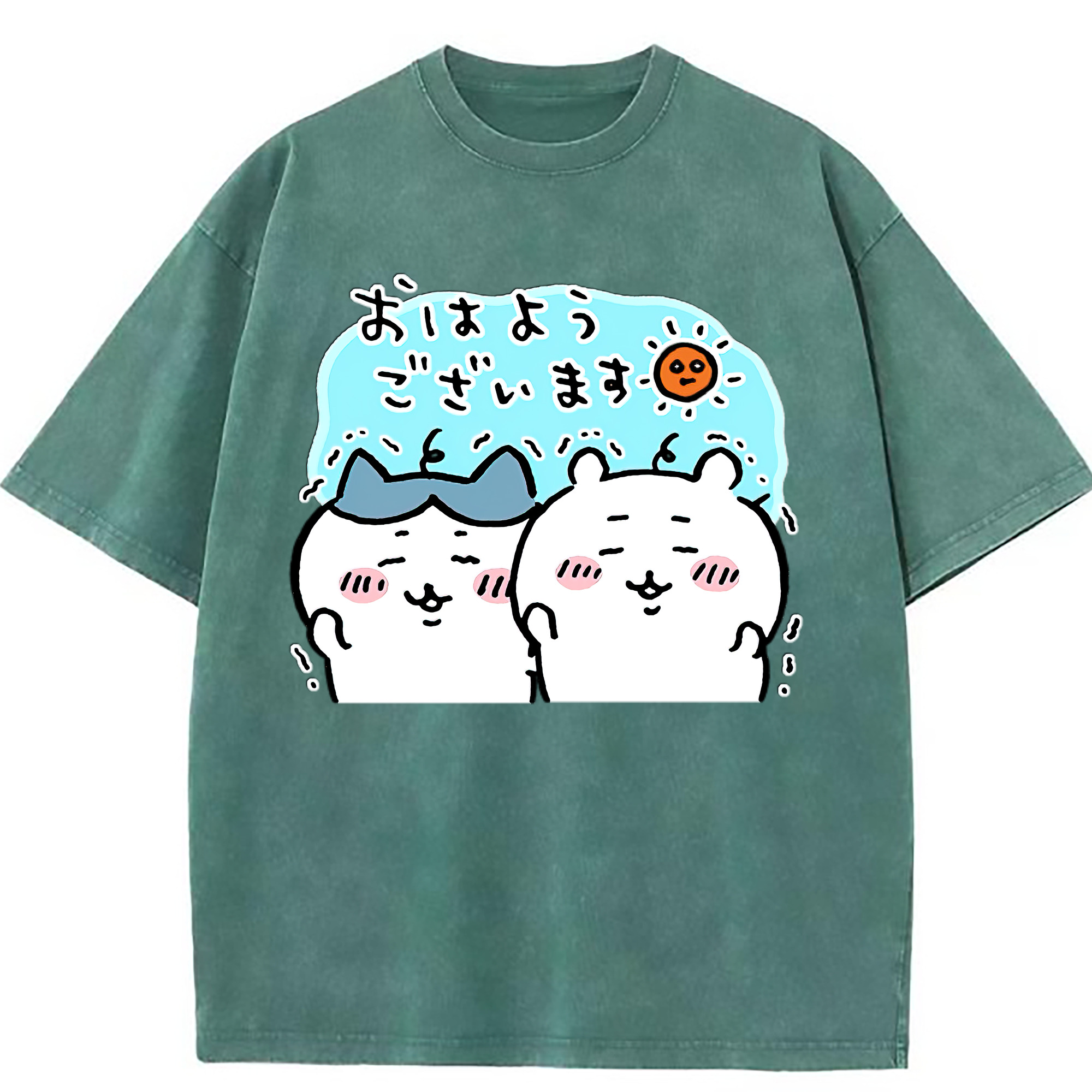 （画像用） ちいかわ ハチワレ Chii-kawa hachiware 綿100% ヴィンテージ風 半袖Tシャツ（フロントプリント）